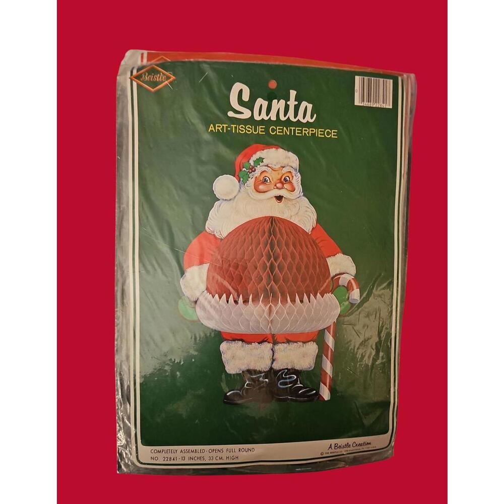 1978 Beistle Santa Art-Tissue Centerpiece 13" Vintage Christmas Décor New Sealed
